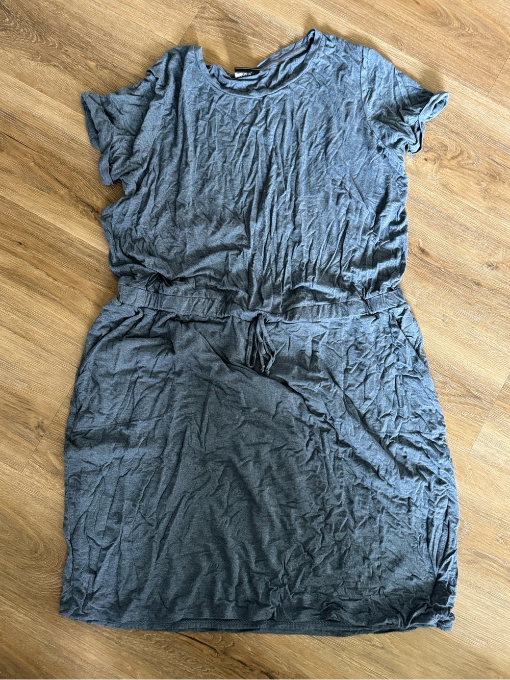 Women’s XXL Casual Short Sleeve Elastic Waist Dress - Dusty Blue